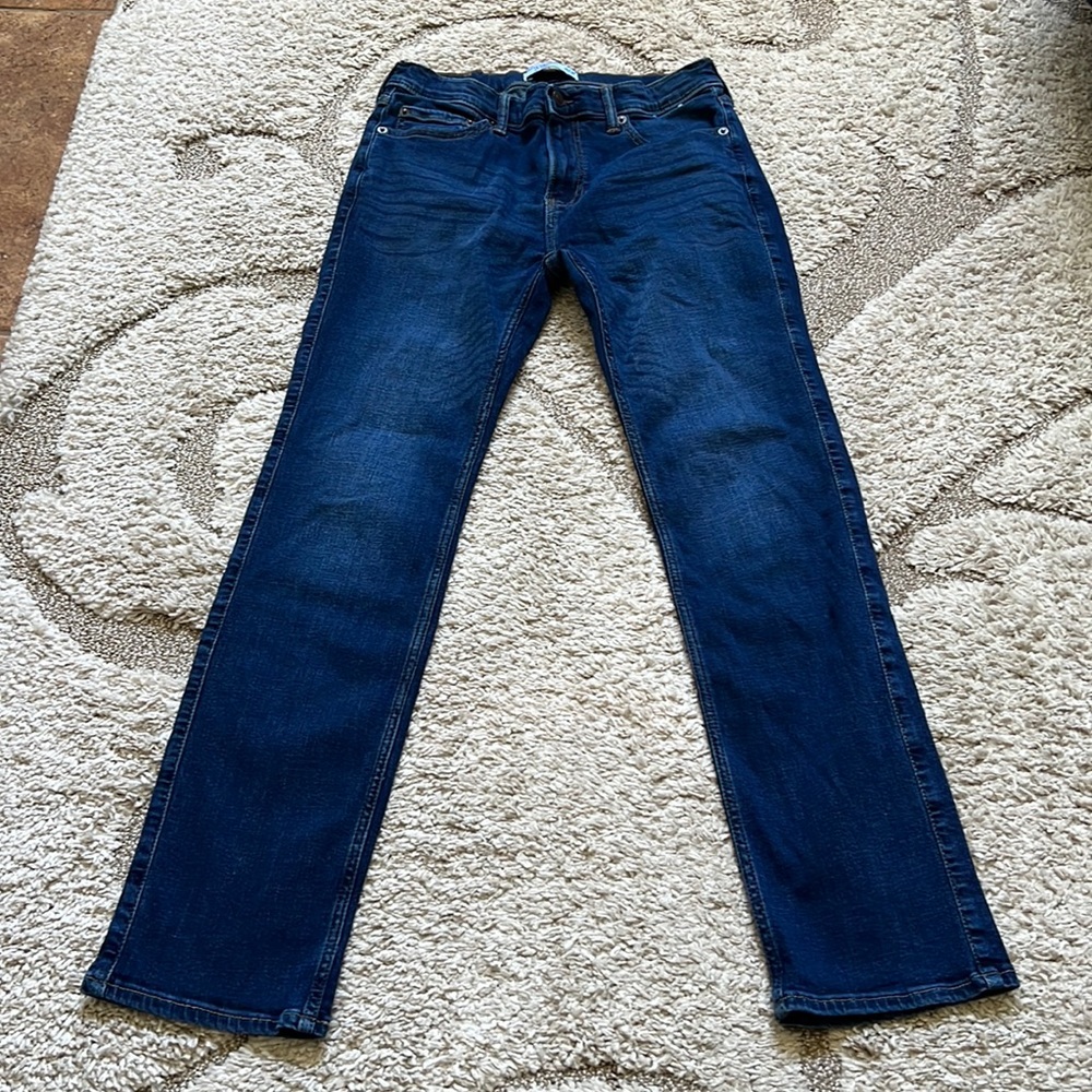 15 / 16 Abercrombie Kids Dark Wash Straight Leg Denim Blue Jeans A&F LKN BTS